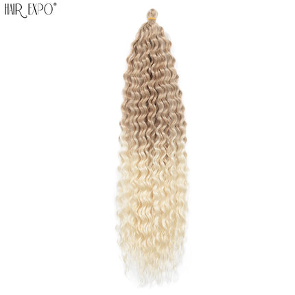 22"Ariel Curl Crochet Hair Synthetic Deep Wave Braid Hair Extension Ombre Ariel Curl Hair Soft Water Wave Twist Hair Blonde Pink