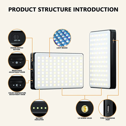 LED Selfie Light 120 LED 3000Mah Rechargeable Phone Light Clip 3 Light Modes Ring Light for Phone iPad Camera Laptop Selfie