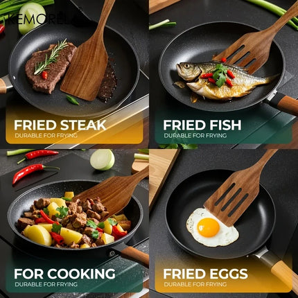 Wooden Cooking Spatula Set - Natural Wooden for Baking, Flipping, Stirring, Non-Scratch Nonstick Pan Safe, Kitchen Tool 1/2 PCS