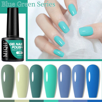 7ml Gel Polish, Blue Gel Nail Polish Fall Winter Colors Ice Blue Green Series Gel Polish Dark Blue Navy Blue Sparkle Soak Off UV