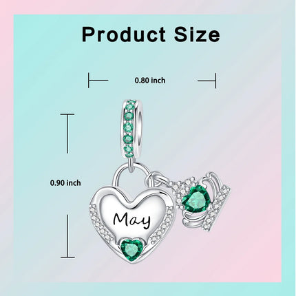 925 Sterling Silver January-December Birthday Stone Love Zircon Pendant Bead Fit Charms Necklace Bracelet Women Jewelry DIY Gift