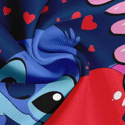 Men Disney Stitch T-Shirt, Cartoon Heart Balloon Design Casual Streetwear Top