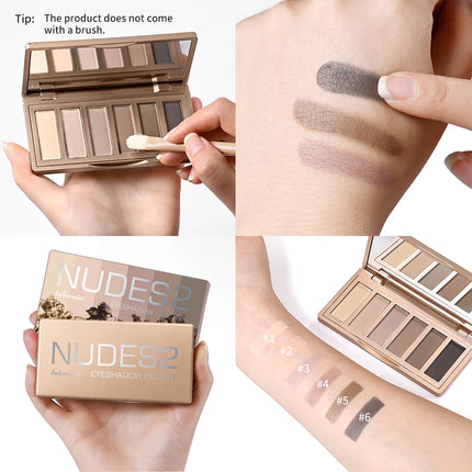 Naked 2 Basics Matte Neutral Eyeshadow Palette and Mirror Shadow Six Colors Contouring Neutral Eyeshadows Long-Lasting  Makeup