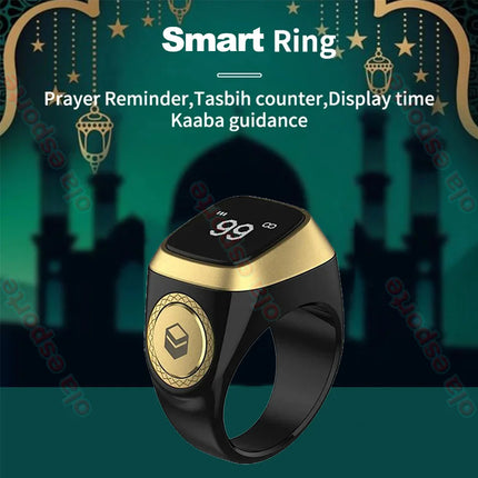 2025 IQibla Smart Zikr Ring Praise Tasbih Tally Electronic Digital Counter for Muslims Prayer Time Vibration Reminder Waterproof