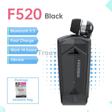 Fineblue F520 Bluetooth Earphones Retractable Auricular Lavalier Clip On Headset For One Ear Hand Free Wireless Lotus Original