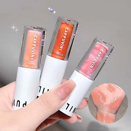 Clear Transparent Grey Purple Lip Gloss Hydrating Drying Lips Mirror Lip Glaze Tint Plumper Moisturizing Crystal Lip Oil Makeup