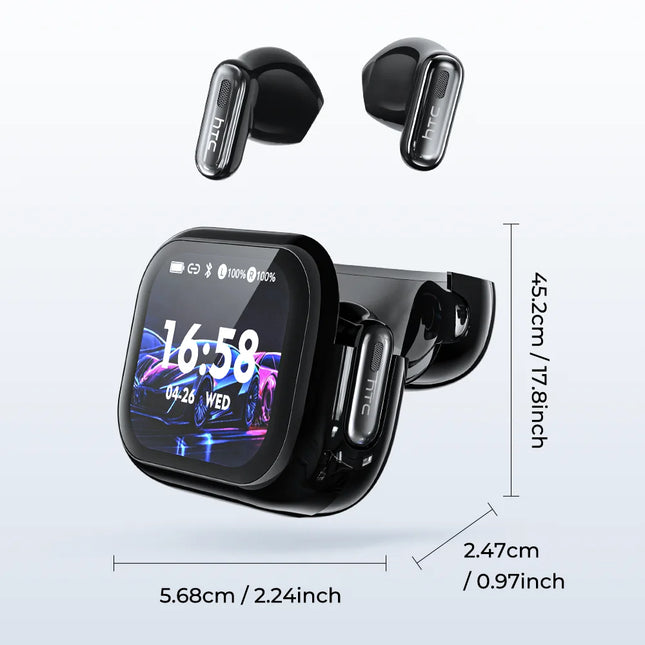 HD Screen Wireless Earphones Bluetooth Music Earbuds HTC NE68 150 Languages 30 hour Battery Life Clear Audio Comfortable Wearing