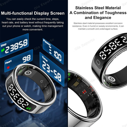 New R11 Smart Ring with Charging case Display Screen and Touch Heart rate Blood oxygen Health Monitor Sports Smartring Men Women
