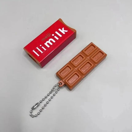 **-**Hot Japanese Style Simulated Meiji Chocolate Fidget Toy Bendable Snap Stress Relief Keychain Pendant Creative Gift S