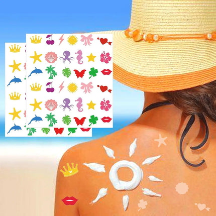 Tanning Sunbathing Stickers 360 Pcs Body Sticker Tanning Bed Decals - Tannings Heart Lips Butterfly Cherry Dolphin Tree Star Sun