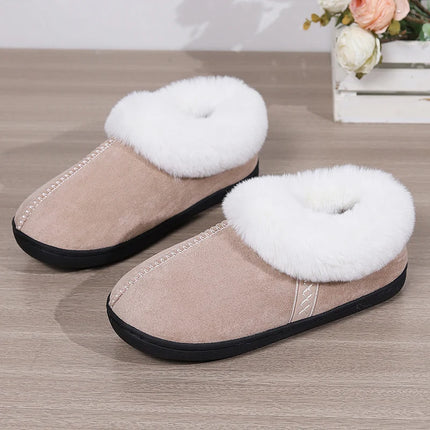 Fur Ankle Fluffy Slippers Women 2024 Winter Warm Plush Indoor Home Slippers Woman Faux Suede Closed Toe Soft Sole House Shoes