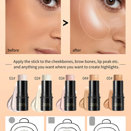 Face Brown Bronzer Contour Stick Face Foundation Makeup Pen Lasting Smooth Contour Shadow Blusher Highlight Concealer Cosmetics