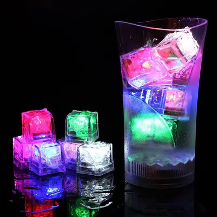 6PCS Colorful Bathtub Light Up Toy Luminous LED Ice Cube Party Supplies Waterproof Glowing Cube Kids Bath Toy Birthday Xmas Gift