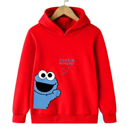 Sesame Street Cookie Monster Print Children's Hoodie Autumn and Winter Warm Casual Pullover Suitable for Boys and Girls