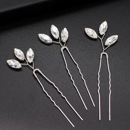 3PCS Bridal Wedding Hair Accessories Gold Color Leaf Hair Pins Clips for Women Jewelry Bride Headpiece Headwear Headdress Gifts