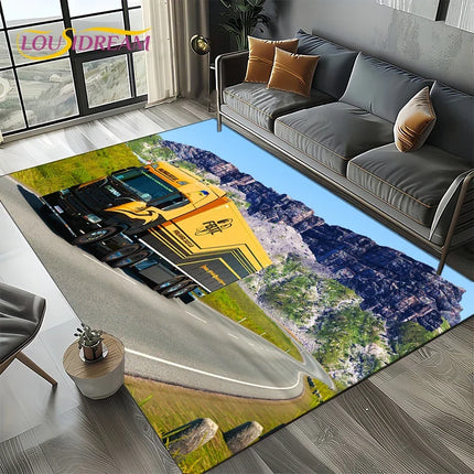2025 New 3D S-Scania Top Class Truck Lorry Cartoon Rug Carpet for Living Room Bedroom Home Decor, Floor Mat Non-slip Sofa Doormat