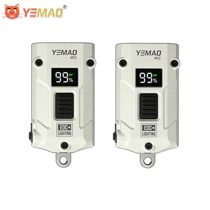 YEMAO M12 Pocket Flashlight 300 Lumens USB-C Charging Aluminum EDC Keychain Light With Power Display