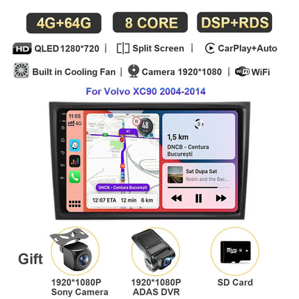 Android 15 For Volvo XC90 2004-2014 Car Radio Multimedia Video Player Navigation Stereo GPS Octa Core 2 Din 360 Camera WiFi 5G