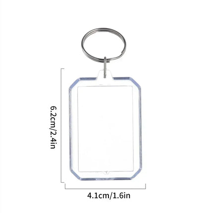 1/100pcs Blank Acrylic Picture Keychain DIY Clear Insert Photo Split Key Ring Frame Key Chains Anniversary Graduation Gift