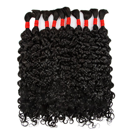 4# Chocolate Brown Deep Wave Bulk Human Hair for Boho Braids No Weft 1 Bundle 50g Human Hair Bulk Curly Extensions for Braiding