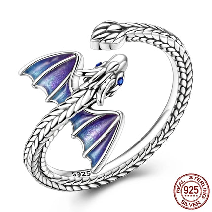Opening Ring 925 Original Silver Adjustable Three-color Butterfly Fire Dragon Ring Fashion Jewelry Birthday Gift For Women