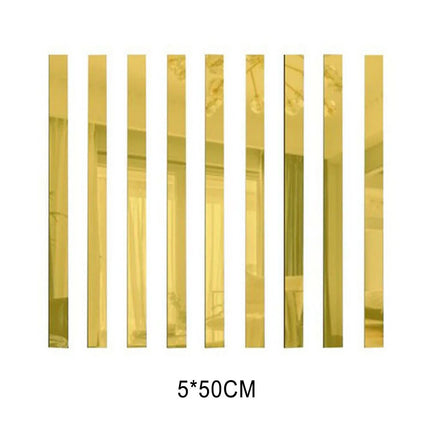 10Pcs Acrylic Mirror Sticker Long Strip Mosaic Wall Sticker 50cm Gold/sliver/black For Living Room Bedroom Home Decoration