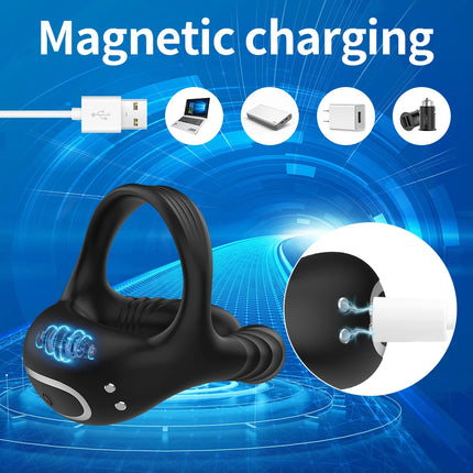 App Control Vibrator Penis Perineum for Men Silicone Cock Rings Testicle Trainer Scrotum Stimulator Massager Cockring Adult Toy