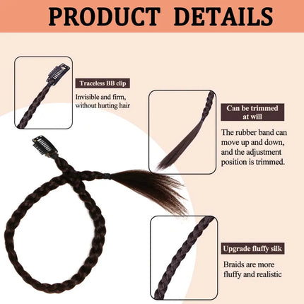 2pcs 18"Long Synthetic Clip-In Box Braid Hairpiece Extension, Boho Hairstyle, High-Temperature Fiber Daily Costume Party K-POP