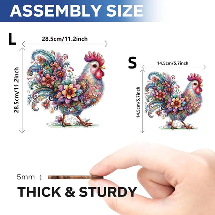 Vibrant Whimsical Rooster Wooden Puzzle For Adults, High Difficulty Toys, Concentration Training, Birthday Gifts, Home Decor