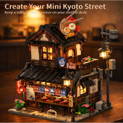 H1010 Japanese Street Scene Series Building Blocks Set, Ramen Restaurant Model Ornament, Educational Assembly Toy, Birthday Gift