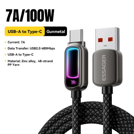 Essager USB Type C  Cable 7A  PD3.1 Fast Charging For MacBook Laptop iPhone 17 16 15 Pro Max iPad Samsung Type C Cable
