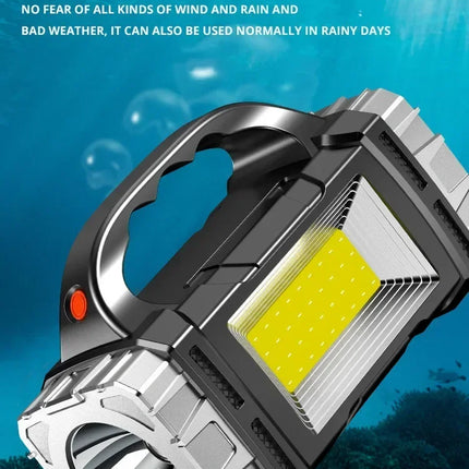 Powerful Handheld Flashlight USB Rechargeable Torch Super Bright Solar COB Floodlight Outdoor Portable Emergency Camping Lamp