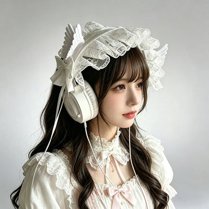 Harajuku Y2K Spicy Girl Lace Bow Headband Lolita Hair Accessory Japanese Dark Gothic JK Subculture Headwear Cosplay Headdress