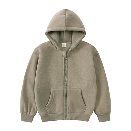 1-10Years Kids Baby Boys Girls Clothes Toddler Fleece Hoodie Winter Sweatshirt Tops Outfits Children Solid Zipper Coat Clothing