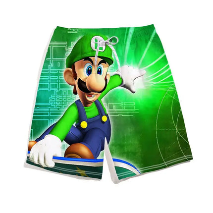 Summer Mario Shorts, Men's Beach Pants, Casual Pants, Luigi Kuba Thin Style with Everything Around The Summer Style