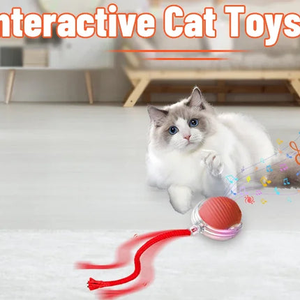 Cat Interactive Ball Toy Automatic Rolling Ball Faux Tail Rechargeable Smart Pet Electric Toy Dog Cat Training Imitate Mouse