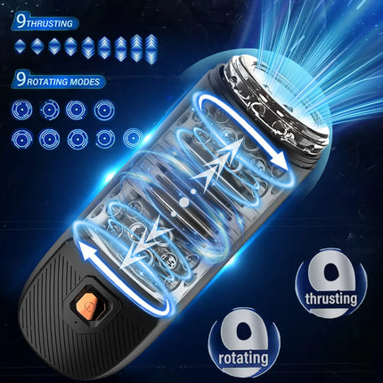 Automatic Male Masturbator Male Sex Toys with 9 Thrusting & 9 Rotating Modes Pocket Pussy Sex Machine Electric Thrusting Cup