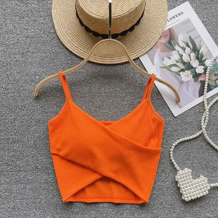 Summer Women's Ribbed Slimming Tank Top Built-in Bra Super Stretch Cross Back Bralette Sexy Layering Camisole Daily Topks