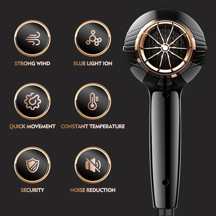 New High-Power Quick Drying Hair Dryer For Home Use, Hair Salon, Cool Hot Air, Blue Light Hair Care Dryer, 220V