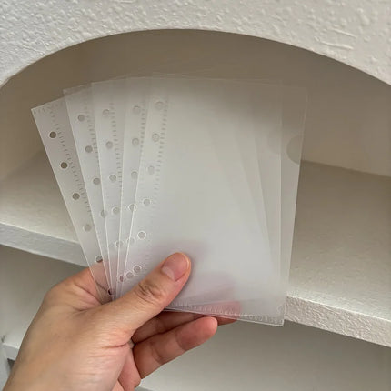 A5 A6 A7 5Pcs PP Frosted 6 Hole Loose Leaf Bag Storage Binder Pocket Waterproof Leaf Document Filing Bag