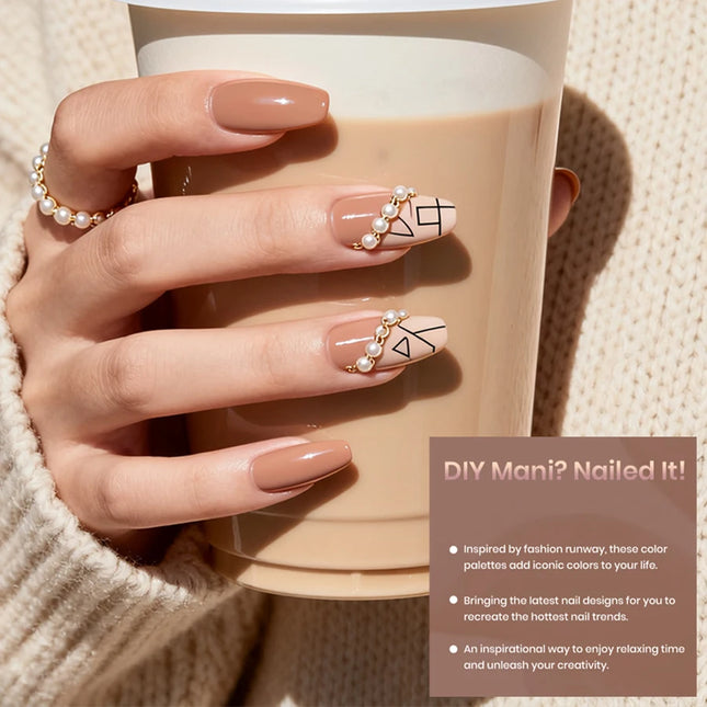6Pcs Gel Nail Polish Set Milk Tea Popular Color UV Lamp Nail Gel for Nail Art Easy Apply & Soak Off DIY Home Manicure Salon Use
