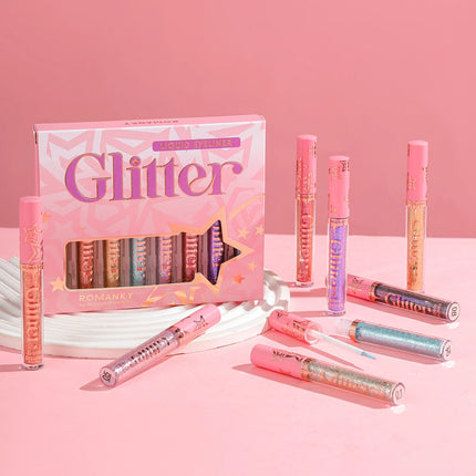 Glitter Liquid Eyeliner Pencil SET Flash Dazzling Eyeshadow Pearlescent Outline Pen Long Lasting No Smudge Women's Makeup Gifts