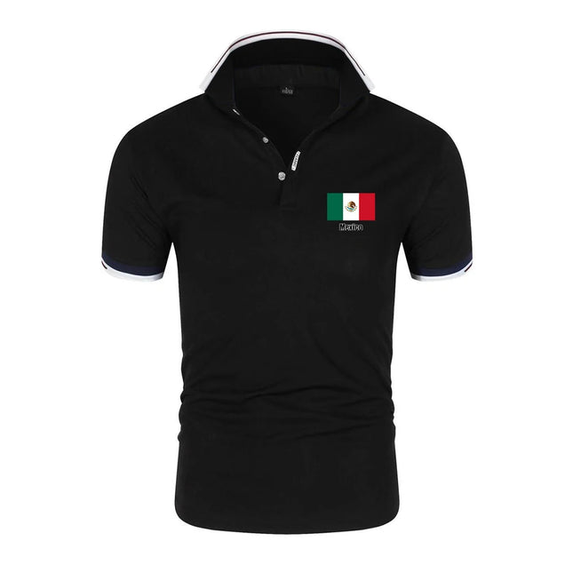2026 Mexico Flag Summer New Men's Football Team Print Six-color Polo Shirt Casual Regular Fashion Lapel Tops Short Sleeve
