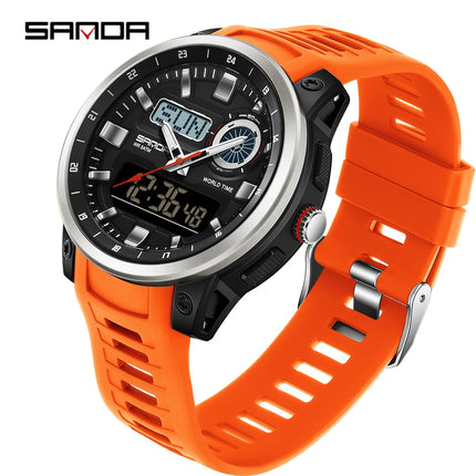 SANDA Fashion Brand Sport Electronics Watches for Men Outdoors Analog Digital Man Watch Luminous Waterproof Backlight Wristwatch