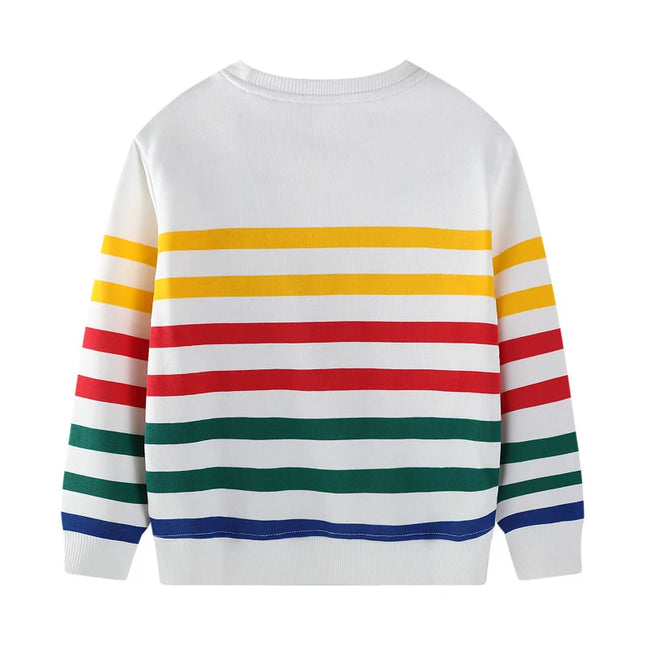 Jumping Meters 2-7T 2025 Design Striped Boys Sweatshirts Truck Car Embroidery Hooded Shirts Kids Clothes Long Sleeve Autumn Tops