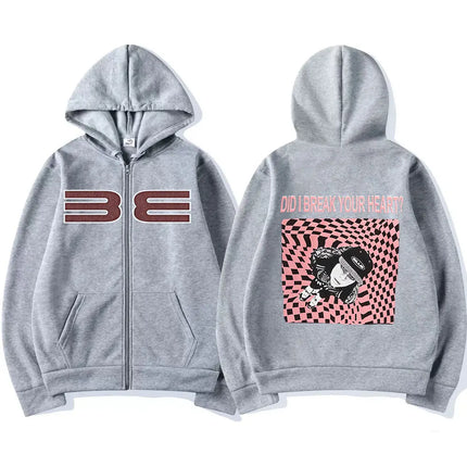 Hit Me Hard and Soft DID I BERAK YOUR HEART? Zipper Hoodies Men Women Clothing Pullovers Fashion Hip Hop Zip Up Sweatshirt Coats