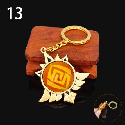Anime Game Genshin Impact Vision Keychain Luminous 7 Element Weapons Eye Of Original God Toy Luminous Keyring Bag Pendant Gift