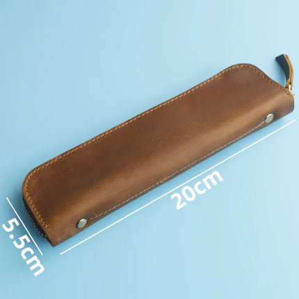Nature Cowhide Pencil Case Zipper Pen Holder Organizer Protection Bag Handmade Genuine Leather Pencilcase Office School Supplies