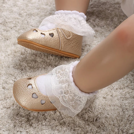 Breathable Newborn Baby Shoes Baby Boy Girl Shoes Girl Classic Bowknot Rubber Sole Anti-slip PU  Toddler Shoes First Walker