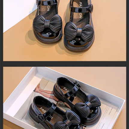 2025Autumn New Kids Leather Shoes Fashion Cute Girl Shoe Anti Slip Soft Comfor Kid Casual Shoes Exquisite Elegant Retro Princess